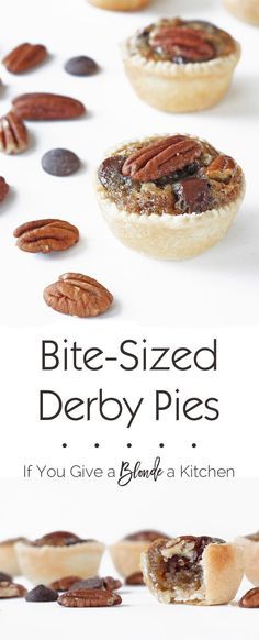 Try a bite-sized derby pie for the Kentucky Derby! These mini treats have pecan pie filling with bourbon and semisweet chocolate chips. YUM! | Recipe by @haleydwilliams Kentucky Derby Dessert Ideas, Derby Pie Recipe, Kentucky Derby Recipes, Kentucky Derby Food, Derby Food, Derby Recipe, Kentucky Derby Ideas, Kentucky Derby Pie, Derby Party Food