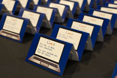 Computer Themed Place Cards - DOWNLOAD Computer Themed Party, Technology Themed Party, Guys Graduation Party, Computer Cookies, Logo Backdrop, Place Card Ideas, Computer Theme, Conference Ideas, Book Theme