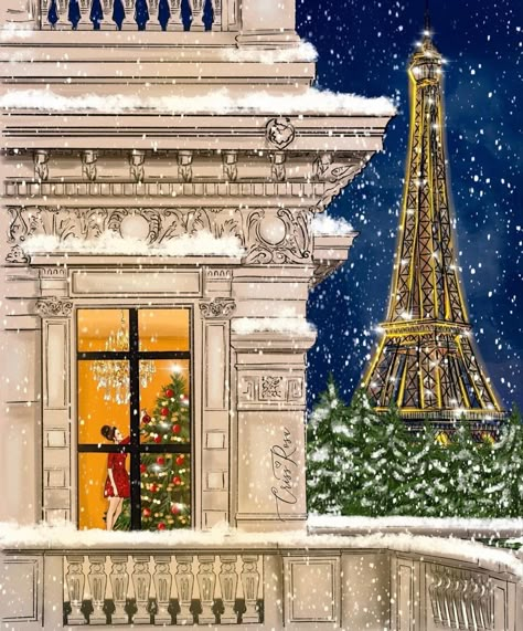 Paris Christmas, Christmas Dreaming, Day Illustration, Feminine Branding, Xmas Wallpaper, Christmas Illustrations, Christmas Phone Wallpaper, Christmas Time Is Here, Old Disney