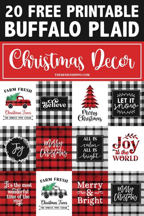 Buffalo Check Christmas Ornaments, Sublimation Ideas For Christmas, Red And Black Christmas Decor Ideas, Christmas Words Printable, Free Reindeer Printables, Red Plaid Christmas Decorations, Believe Christmas Sign, Its The Most Wonderful Time Of The Year, Sublimation Christmas Gifts