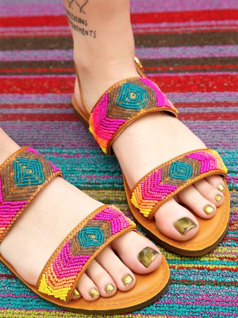 Rad Clothes, Diy Sandals, Rainbow Sandals, Fashion Shoes Sandals, Womens Gladiator Sandals, Boho Sandals, Spring Sandals, Beaded Sandals, Lust For Life