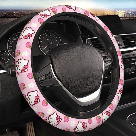 Amazon.com: Pink Kitty Cat Car Accessories Cute Strawberry Steering Wheel Cover Women Car Steering Wheel Covers Protector Universal 15 Inch : Automotive Pink Kitty, Accessories Cute, Car Steering Wheel, Cute Strawberry, Car Steering, Steering Wheel Cover, Wheel Cover, Kitty Cat, Steering Wheel