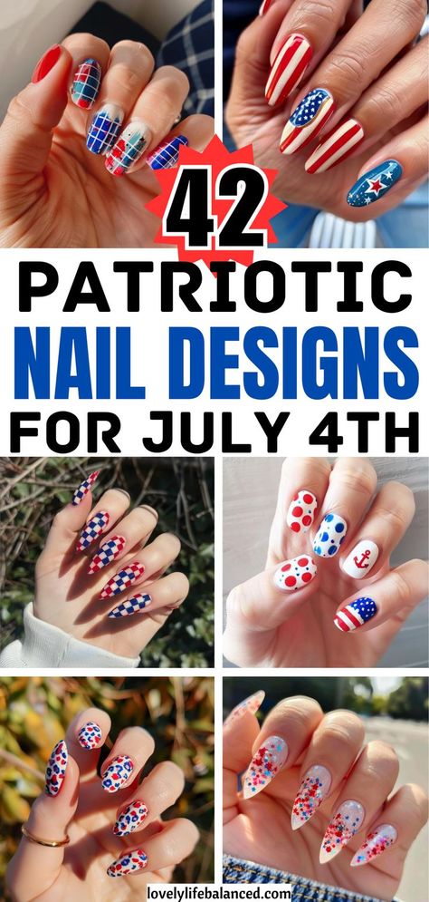 patriotic 4th of July nails, July 4th nail designs, acrylic 4th of July nails, easy July 4th nails, summer nails 2024