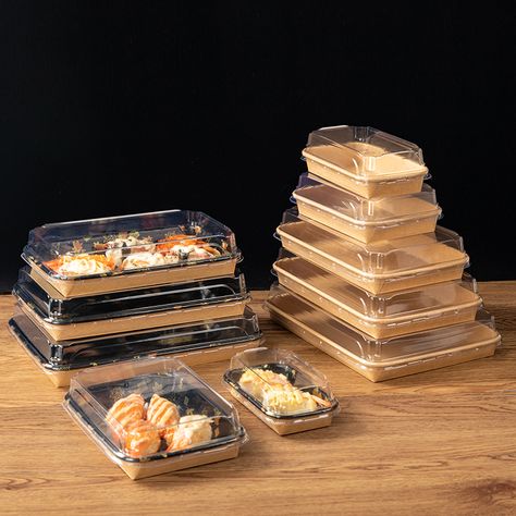 paper container with plastic lid,wholesale price for sushi shops Sushi Box Packaging, Pan Sushi, Sushi Packaging, Sushi Snacks, Paper Sushi, Paper Container, Sushi Box, Paper Cake Box, Carton Packaging