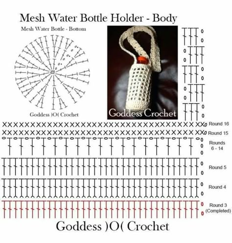 Crochet Water Bottle Bag, Water Bottle Holder Pattern, Water Bottle Holder Crochet, Crochet Stitches Symbols, Crochet Jar Covers, Crochet Water Bottle, Crochet Water Bottle Holder, Mode Crochet, Crochet Handbags Patterns