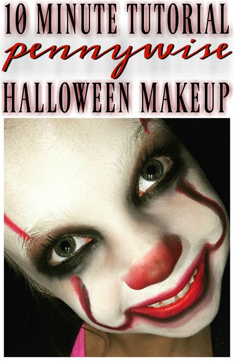 Pennywise the Clown Halloween Makeup Tutorial for Kids - Quick & Easy! #Halloween #ITMovie #Clown How To Do Pennywise Makeup, Clown Makeup Boys For Kids, Clown Costume Diy Scary, Boys Clown Makeup, Kids Creepy Clown Makeup, Diy Scary Clown Makeup, Diy Pennywise Costume Kids, Pennywise Makeup Boy, Creepy Clown Makeup For Kids