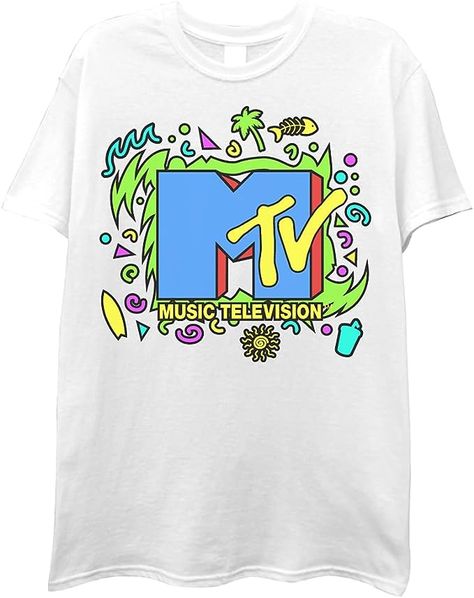 Amazon.com: MTV Men's Logo 90's Retro T-Shirt, White, M : Clothing, Shoes & Jewelry Mtv Logo, School Halloween, T Shirt Image, Man Logo, Retro T Shirt, Retro Tshirt, Mens Graphic Tee, You Deserve, Mtv