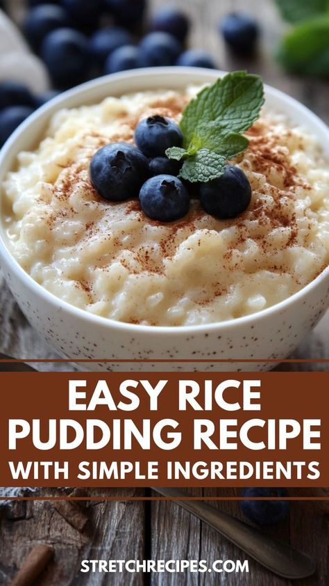 Indulge in this simple yet creamy rice pudding recipe that guarantees comfort in every spoonful! This dish features Arborio rice, known for creating the best rice pudding ever. It’s a delightful dessert that’s not only easy to make but also a fantastic way to satisfy your sweet tooth. Save this pin for later and click through for more tips! Rice Pudding Arborio Recipe, Easy Rice Pudding With Condensed Milk, Home Made Rice Pudding, Rice Pudding With Vanilla Pudding, Rice Pudding Recipe Crockpot, Rice Pudding With Minute Rice, How To Make Rice Pudding, Minute Rice Pudding Recipe, Rice Pudding With Leftover Rice