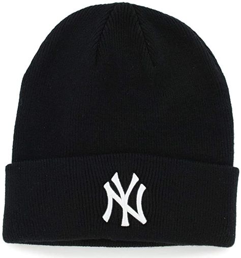 Yankees Outfit, Black Beanie Hat, Ny Hat, Cool Beanies, Beanie Outfit, Embroidered Beanie, Embroidered Gifts, Casual School Outfits, Black Beanie