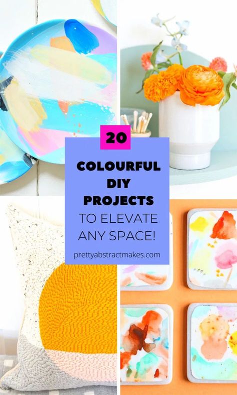 This list of 20 DIY Decor ideas is full of happy and inspiring projects to help get your creative juices flowing! From coasters and chandelier's to tray's and tableware, there's a do-it-yourself project for everyone at any skill level. Get crafty this new year, and make something colourful to decorate any space in your home! Diy Dopamine Decor, Diy Ideas Creative, Do It Yourself Home Decor, Teacher Vibes, Retro Crafts, Diy Home Decor Crafts, Diy Decor Ideas, Color Crafts, World Crafts