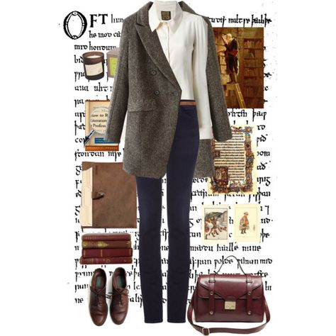 Literature Professor by a-romantic-at-oxford on Polyvore featuring Goldsign, H&M, Paddywax, KjÃ¸re Project and 1921 Professor Style, Professional Fashion, North America, Winter Outfits, Literature, Oxford, Perfect Clothing, Streetwear Brands, Independent Design