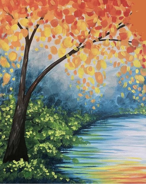 October Paint And Sip Ideas, Thanksgiving Sip And Paint Ideas, Paint Night Paintings, Sip N Paint Ideas Canvases, Summer Paint Night Ideas, Fall Paint Night Ideas, Easy Sip And Paint Ideas Step By Step, Paint And Sip Ideas Step By Step, Relaxing Paintings