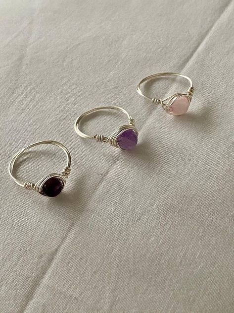 Homade Jewelry, Cristal Rings, Wire Crystal Rings, Simple Wire Rings, Best Friends Rings, Friends Rings, Wired Rings, Wire Wrap Rings, Wired Ring