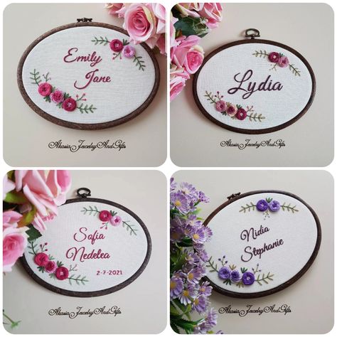 MEGA SALE !!! 50% OFF Custom Floral Embroidery Hoop #floral #embroidery #embroidered #handstitched #babyshower #homedecor #homedesign #wallsign #wallart #name #hoop #etsygifts #etsyfinds #etsystore #etsyshop #etsyseller #etsylove #etsyhandmade #etsysellersofinstagram Embroidery Name Plate, Embroidery Hoop Art For Teacher, Eid Mubarak Embroidery Hoop, Name Embroidery Hoop, Embroidered Name Hoop, Hoop Art, Name Plate, Embroidery Hoop, Floral Embroidery