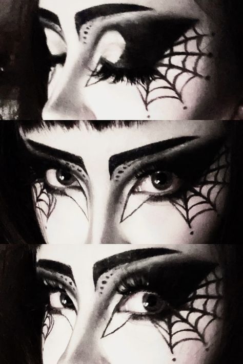 Cat Eyeliner Tutorial, Spider Makeup, Trad Goth Makeup, Goth Eye Makeup, Eyeliner Designs, Drag Make-up, Punk Makeup, Trad Goth, Alt Makeup