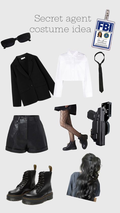 Spy Outfit Ideas, Agent Halloween Costumes, Secret Agent Halloween Costume, Fbi Agent Halloween Costume, Schoolgirloutfit Halloween, Secret Service Costume, Detective Halloween Costume, Fbi Agent Costume, Secret Agent Costume