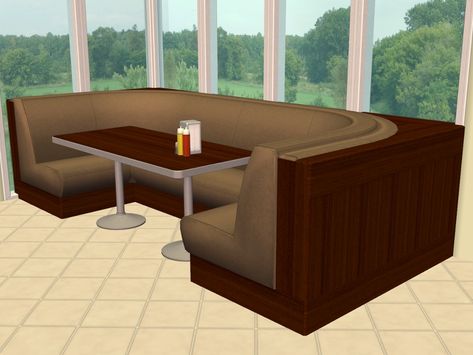 Mod The Sims - NL - Sectional Booth Recolours Sims 2 Strangetown, Retro Table And Chairs, Sims Harry Potter, Table Booth, Build Mode Cc, Around The Sims 4, Booth Seat, Booth Table, Dining Booth