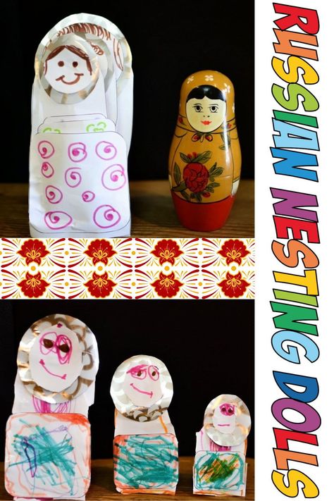 Kids have fun making their own Russian nesting dolls with this paper craft. I created this paper “Matroyshka Doll” or Russian Nesting doll activity to be simple enough for my 3 year old daughter to complete. It took us about 45 minutes to make the 3 dolls. She loves showing people her new dolls and wants to make some more already.Winter Olympics 2014 are coming up in Sochi Russia. What a fun time to take time to explore a far away country with so much history. Nesting Dolls Diy Ideas, Nesting Dolls Craft, Nesting Dolls Diy, Crafts For Older Kids, Pencil Crafts, Kids Painting Crafts, Cultural Crafts, Sochi Russia, Nursery Activities