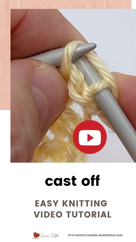 Cast off or bind off – easy knitting tutorial | Sewn Up Crochet Tricks, Casting Off Knitting, Bind Off Knitting, Loom Knitting Stitches, Knitting Abbreviations, Knitting Videos Tutorials, Knitting Basics, Dishcloth Knitting Patterns, Learn How To Knit