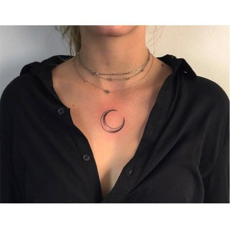 Moon Tattoo On Chest, Small Chest Tattoo Female Upper, Simple Chest Tattoos Female, Simple Chest Tattoo, Moon Chest Tattoo, Upper Chest Tattoo Female, Small Chest Tattoo Female, Small Wrist Tattoo, Bachelorette Tattoos