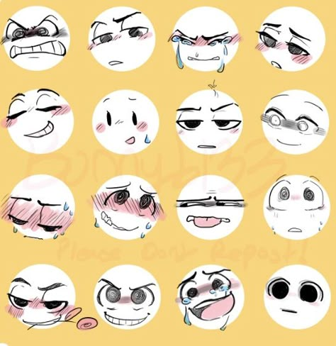 How To Draw Different Expressions, Emotionless Face Expression Drawing, Snarky Expression Reference, Headache Emoji Faces, Stickman Face Expression, Expression Chart Reference Blush, In Love Face Expression Drawing, Dazed Expression Drawing, Nervous Face Expression Drawing