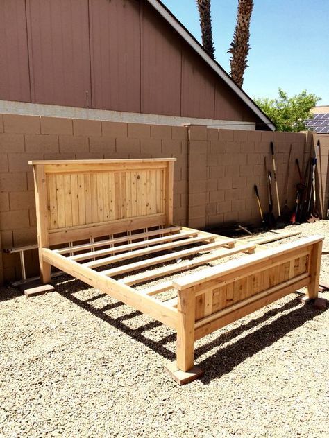 Diy Platform Bed Plans, Diy King Bed Frame, Diy King Bed, Platform Bed Plans, Bed Frame Plans, King Size Platform Bed, Diy Platform Bed, Wooden Bed Frame, Full Size Bed Frame