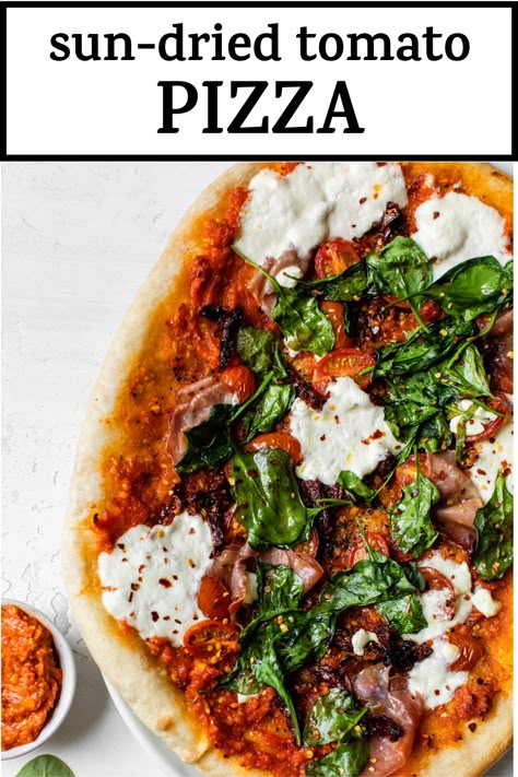 Sundried Tomato Pizza, Sun Dried Tomato Pizza Recipes, Sundried Tomato Pizza Recipe, Sun Dried Tomato Pizza, Pizza With Spinach Topping, Sun Dried Tomato Recipes, Pizza With Sundried Tomatoes, Pizza With Sun Dried Tomatoes, Sundried Tomato Flatbread