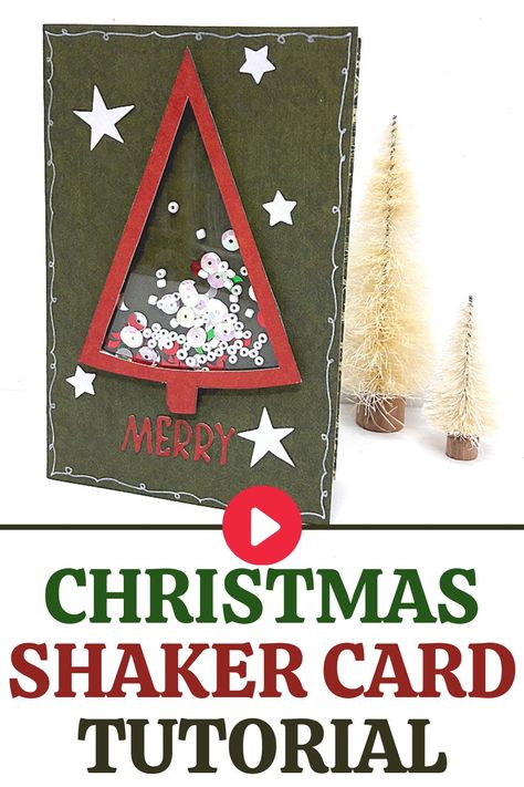 Make a handmade Christmas shaker card - easy to follow video tutorial to make this DIY shaker card! #einatkessler #Christmas #DIY #card #handmade Shaker Cards Diy, Shaker Cards Tutorial, Make Christmas Tree, Diy Christmas Paper, Christmas Paper Craft, Easter Paper Crafts, Handmade Cards Diy, Halloween Paper Crafts, Card Easy