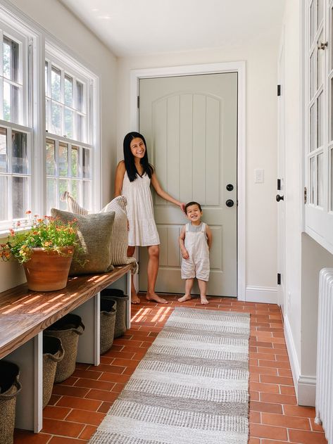 Practical Mudroom Solutions for Snowy Winters — Patticake Wagner White Dove Trim, Practical Mudroom, Mudroom Door, Shoe Solutions, Seagrass Rug, Mudroom Organization, Dry Carpet Cleaning, Benjamin Moore White, Flat Weave Wool Rug