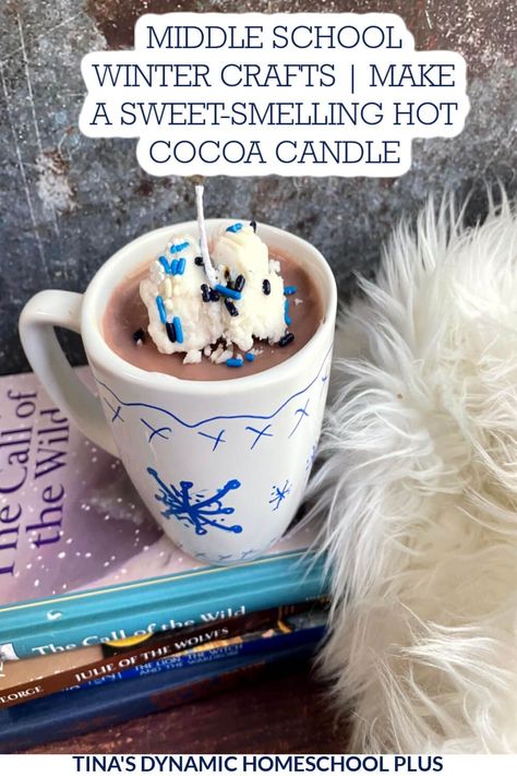 10 Middle School Winter Crafts and Make a Sweet Smelling Hot Cocoa Candle. It seems like preschool crafts are in abundance but finding middle school winter crafts is a little more difficult. So, I have gathered 10 winter crafts for you. Be sure you grab more ideas for winter fun on my page Winter Season Unit Study. Also, I’m showing you how to make a sweet-smelling hot cocoa candle that your middle schooler will love to make and keep or give away. Winter Craft Middle School, Winter Crafts For Middle School Students, Winter Crafts For Middle School, Christmas Craft Middle School, School Winter Crafts, Middle School Christmas Crafts, Winter Crafts For Teens, Hot Cocoa Craft, Winter Unit Study