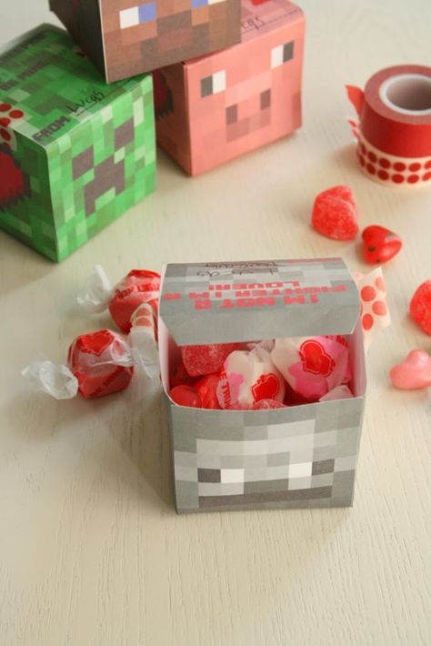 Minecraft Valentines Cards, Minecraft Valentine, Minecraft Box, David Anders, Minecraft Valentines, Minecraft Gifts, Valentine Boxes, Valentine Gifts For Kids, Minecraft Birthday Party