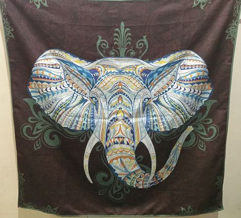 Mandala Tapestry Bohemian, Elephant Wall Hanging, Indian Wall Decor, Bohemian Wall Tapestry, Elephant Tapestry, Boho Elephant, Hippie Tapestry, Mandalas Painting, Boho Tapestry