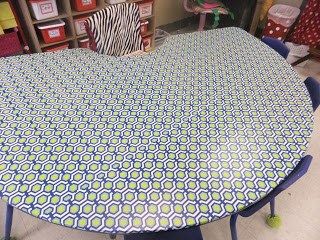 New table? Not Quite... - First Grade Blue Skies Diy Desk Makeover, Bean Table, Kindergarten Tables, Contact Paper Shelf, Guided Reading Table, Kidney Table, Kids Church Rooms, Diy Lazy Susan, Desk Makeover Diy