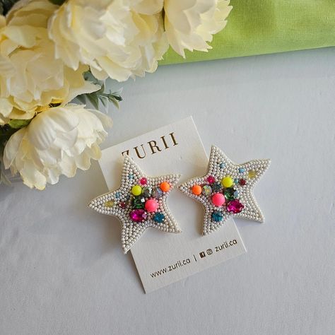 Get ready to shine ✨️ . . #statementearrings #statementjewelry #star #quirky ##handembroidered #handcrafted #shopsmall #canada Silk Headband, Eye Pillows, Jewelry Design Earrings, Steel Post, Sustainable Brand, Handcrafted Earrings, Embroidery Techniques, To Shine, Statement Jewelry