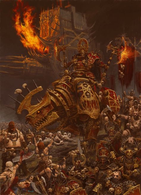 Khorne: illustration for Games Workshop’s book Warhammer: Warriors of Chaos. Contemporary Fantasy, Warhammer 40k Art, Game Workshop, Fantasy Battle, Warhammer Art, Warhammer 40k Artwork, Warhammer Fantasy, Arte Fantasy, Warhammer 40000