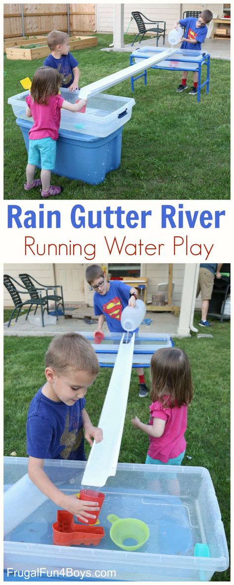 It’s no secret that my kids love water play – we have posted many water activities over the years!  Kids are drawn to water like ants to a picnic, and I’ve found that a good water play activity will keep them busy for a long time. Running water is even more fun!  Here’s a fun … Water Play Activities, Outdoor Water Activities, Play Activity, Water Day, Water Games, Outdoor Classroom, Outdoor Activities For Kids, Water Play, Running Water