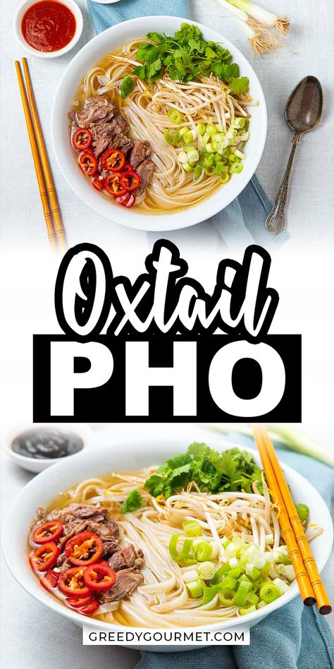 A Vietnamese noodle soup that will surely give you that tasty and phenomenal flavor which you will surely love. This recipe is composed of noodles, meat, vegetables, bean sprouts and stock for the soup. Cooking may take time, but it will surely be worth it. Enjoy this wonderful food with your family. #oxtailpho #oxtail #pho #vietnamesefood #vietnameserecipe #noodles #soup #noodlesrecipe #homecookedrecipes #bestfoodfeeds #homemaderecipes Oxtail Pho, Oxtail Pho Recipe, Quick Beef Pho Recipe, Vietnamese Oxtail Soup, Vietnamese Pho Soup Recipe Chicken, Oxtail Noodle Soup, Korean Oxtail Soup, Oxtail Soup, Pho Recipe