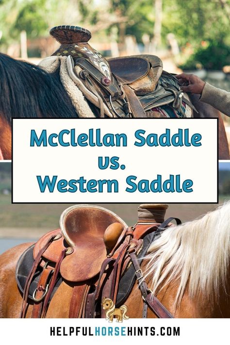 McClellan and Western saddles are popular among riders, each boasting distinct features and benefits. This article will take an in-depth look at the two types of saddles. We’ll discuss each saddle’s features, state the pros and cons, and recommend the usage for specific riding styles and situations. Keep reading to learn everything you need to know to pick the right saddle for you and your equine companion. #horse #pads #western #accessories #aesthetic  #helpfulhorsehints Rodeo Events, Spanish Conquistador, Horse Riding Tips, Western Saddles, Accessories Aesthetic, Western Riding, Western Accessories, Western Saddle, Horse Saddles