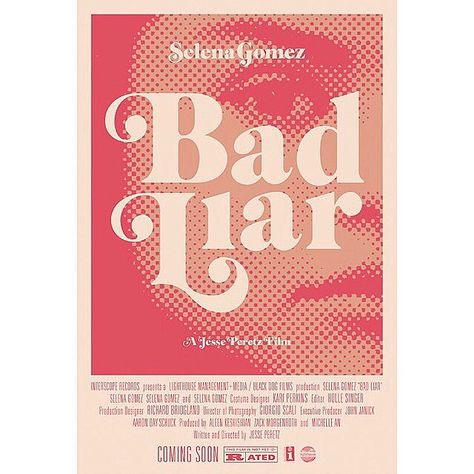 Selena Gomez Bad Liar, Pink Movie Poster, Selena Gomez Blonde Hair, Bad Liar Selena, Selena Gomez Poster, Female Artists Music, Bad Liar, Dog Films, Pink Movies