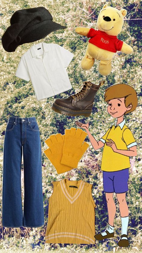 Christopher Robin Christopher Robin Costume, Winnie The Pooh Costumes, Robin Halloween Costume, Winnie The Pooh Halloween, Robin Costume, Homecoming Outfit, Disney Bounds, Halloween Couple, Couple Costumes