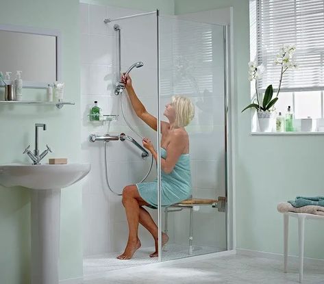 26 Shower Chair 2024 Designs: Elevate Your Bathroom's Comfort & Style - placeideal.com Accessible Bathroom Design, Disabled Bathroom, Bathrooms Showers, Bathroom Addition, Small Bathroom Renovations, Accessible Bathroom, Best Bathroom Designs, Shower Chair, Bathroom Remodel Shower