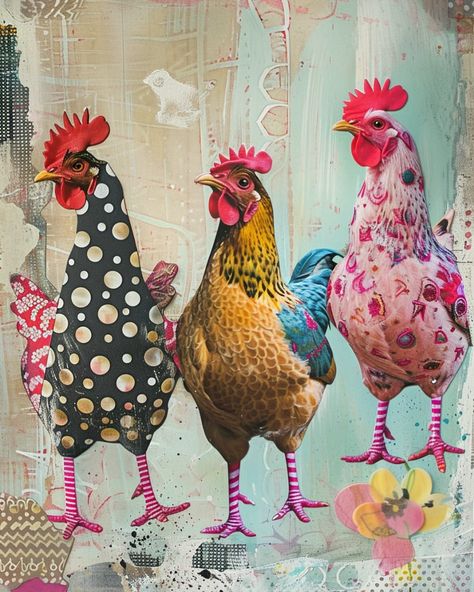 Emilee Stone, Collage Artist & Creative (@collage.soup) • Instagram photos and videos Chicken Collage Art, The Weekend Collage, Collage Chicken, Chicken Paintings, Animal Head Decor, Animal Collage, Postcard Ideas, Creative Collage, Free Collage