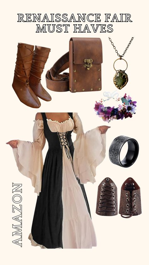 Step back in time with these Renaissance Fair must-haves! From corsets and crowns to goblets and swords, we have everything you need to look and feel your best at the faire. Shop now and get ready to party like it's 1599! This is an affiliate link, which means that I may earn a commission if you click through and purchase a product. #renaissancefair #renaissance #costume #costumeideas #medievalfair #medieval #fantasy #cosplay #amazon #affiliatelink Renessance Fair Outfit, Ren Faire Outfits Plus Size, Ren Fair Accessories, Renfair Outfits, Ren Fest Costumes Women, Diy Ren Faire Costume, Renicansse Fair Outfits, Ren Faire Outfit Ideas, Renfaire Outfits