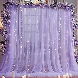 Amazon.com Shopping Cart Curtain With Lights, Purple Quinceanera Theme, Purple Birthday Decorations, Sheer Backdrop, Purple Party Decorations, Tulle Backdrop, Purple Birthday Party, Backdrop Curtains, 16th Birthday Decorations