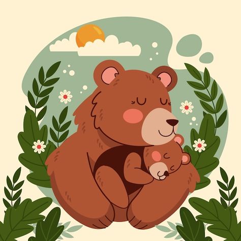 Free vector hand drawn female bear illus... | Free Vector #Freepik #freevector #bear-family #cute-bear #animal-family #bear-illustration Mama Bear Wallpaper, Bear Wallpaper For Iphone, Bear Vector, Bear Illustration, Birthday Captions, Wallpaper For Iphone, Bear Wallpaper, Vector Hand, Bear Cartoon