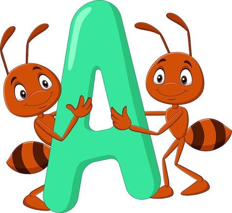 Ant Cartoon, Cartoon Baby Animals, Zebra Cartoon, Free Cartoon Characters, Alphabet Letter Crafts, Cartoons Dp, Kids Reading Books, Animal Flashcards, Alphabet Pictures