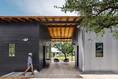 Photo 1 of 13 in An Old Texas Ranch Becomes a Spectacular Family Haven - Dwell Dogtrot House, Wood House Design, Wood Siding Exterior, Ranch House Remodel, Pool Pavilion, Modern Pool, Ranch Remodel, House Design Exterior, Texas Ranch