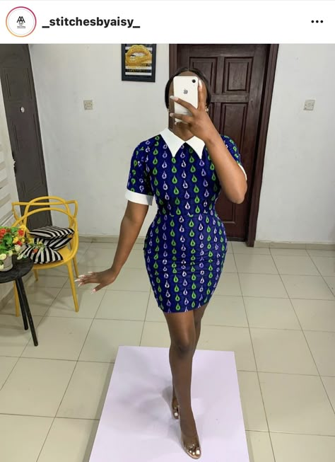 Collar Ankara Dress, Print Dress Designs, Ankara Dress Designs, African Attire Dresses, African Print Tops, Ankara Dress Styles, African Print Clothing, Best African Dresses, Short African Dresses