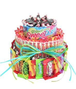 Baked Good Delivery | Cookie Bouquet Candy Birthday Cake, Candy Gift Baskets, Candy Birthday Cakes, Candy Birthday, Candy Cakes, Salty Cake, Cake Shapes, Candy Cake, Cake Delivery