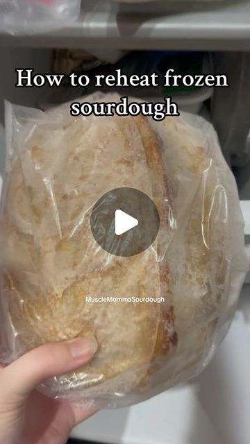 Hayley Lentino | Sourdough Tutorials on Instagram: "How to reheat frozen sourdough! SAVE for later! 🥖❤️  Heat resistant gloves are @lanongloves linked in my Amazon!   #sourdough #sourdoughtips #sourdoughstarter  #activestarter #sourdoughscoring #sourdoughbaker #sourdoughbakery #sourdoughtutorial #sourdoughtipsandtricks #sourdoughbread #sourdoughhowto #beginnersourdough #sourdoughbeginner #sourdoughforbeginners #sourdoughbaking #allaboutsourdough #foodietok #breadmaking #foodtiktok #doughrecipe #bakingtips #homemadebread #breadrecipe #sourdoughrecipe #breadbaking #MakingBreadAtHome #artisanbread #BreadmakingForBeginners" Frozen Sourdough Bread, Sourdough Instructions, Sourdough Art, Sourdough 101, Sourdough Tips, Home Made Puff Pastry, Recipe Using Sourdough Starter, Discard Recipe, Sourdough Bread Sandwiches